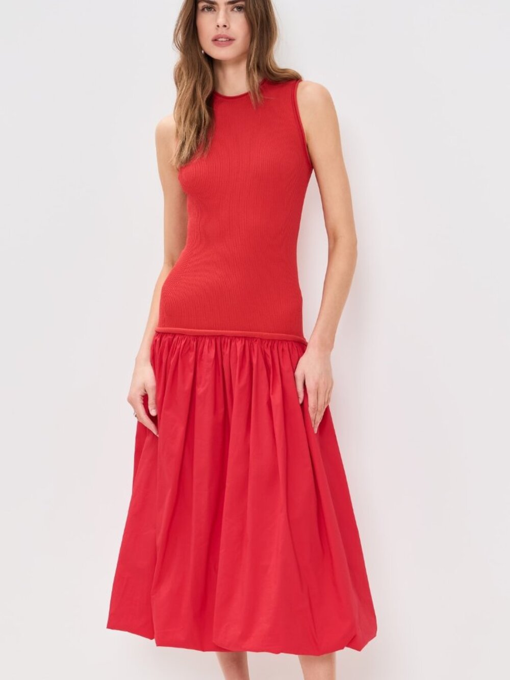 NWT Simon Miller Yanez Poplin Combo Dress in Cherry Red - Size S - Picture 2 of 6